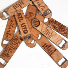 Load image into Gallery viewer, CUSTOM ORDER (YOU CHOOSE WHAT IT SAYS) Wood and Aluminum Bottle Opener