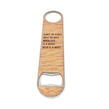 Load image into Gallery viewer, Ashes to Ashes Wood and Aluminum Bottle Opener