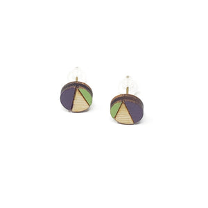 divided lines studs - purple and green