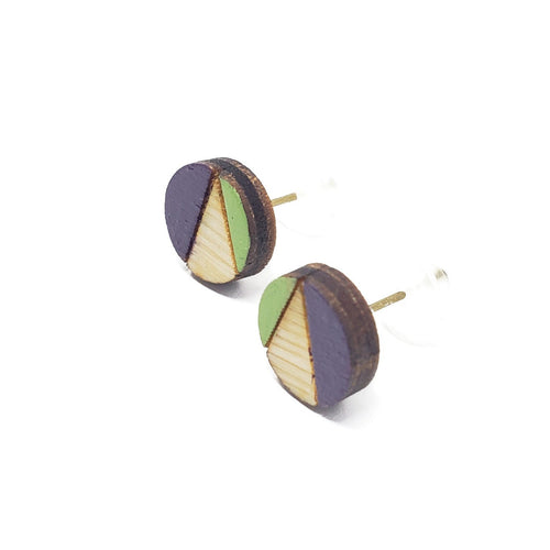 divided lines studs - purple and green