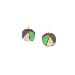 divided lines studs - purple and green