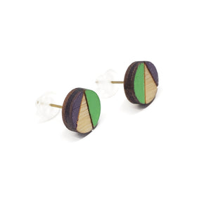 divided lines studs - purple and green