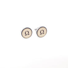 Load image into Gallery viewer, Omega Cufflinks Stainless and Wood Cufflinks