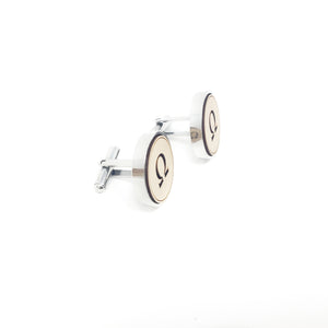 Omega Cufflinks Stainless and Wood Cufflinks