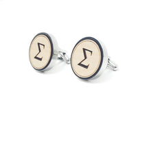 Load image into Gallery viewer, Phi Beta Sigma Cufflinks Stainless and Wood Cufflinks