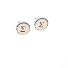 Load image into Gallery viewer, Phi Beta Sigma Cufflinks Stainless and Wood Cufflinks