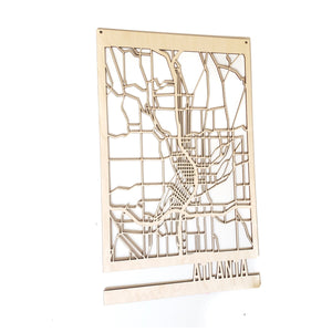 Atlanta Maple Wood Cut Map with Border - 12x19