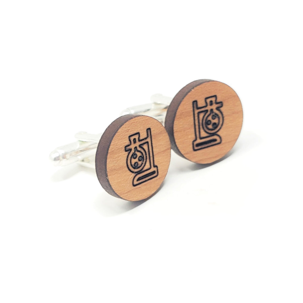 Lab Beaker Wood Cufflinks