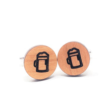 Load image into Gallery viewer, Beer Mug Wood Cufflinks