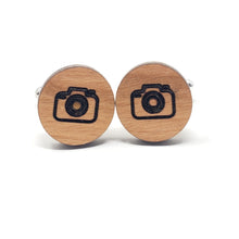 Load image into Gallery viewer, Camera Wood Cufflinks