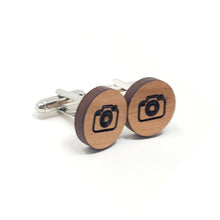 Load image into Gallery viewer, Camera Wood Cufflinks