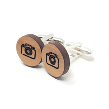 Load image into Gallery viewer, Camera Wood Cufflinks