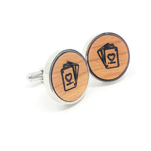 Load image into Gallery viewer, Playing Cards Wood Cufflinks