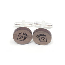 Load image into Gallery viewer, Playing Cards Wood Cufflinks