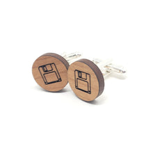 Load image into Gallery viewer, Floppy Disc Wood Cufflinks