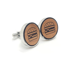 Load image into Gallery viewer, Hamburger Stainless and Wood Cufflinks