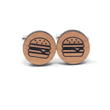 Load image into Gallery viewer, Hamburger Wood Cufflinks