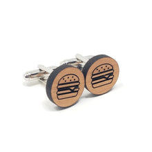 Load image into Gallery viewer, Hamburger Wood Cufflinks