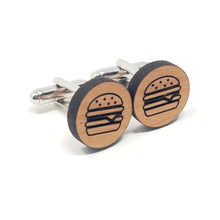 Load image into Gallery viewer, Hamburger Wood Cufflinks