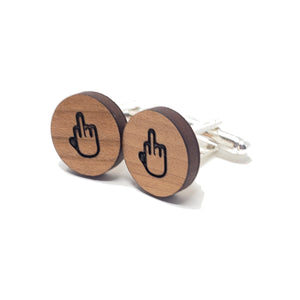 Middle Finger Wood Cufflinks