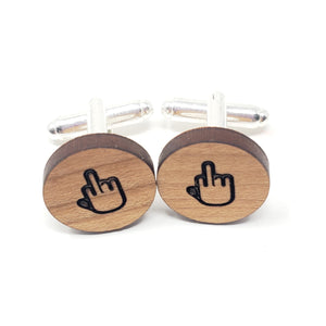 Middle Finger Wood Cufflinks