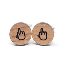 Load image into Gallery viewer, Middle Finger Wood Cufflinks