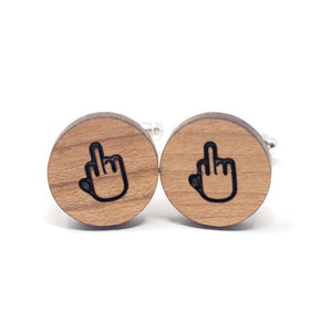 Middle Finger Wood Cufflinks