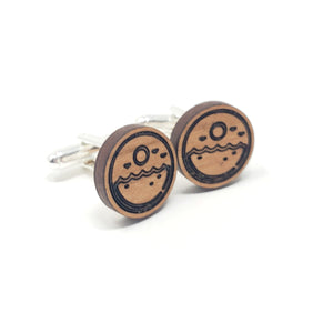 Ocean and Sun Wood Cufflinks