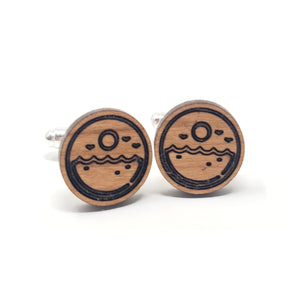 Ocean and Sun Wood Cufflinks