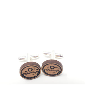 Ocean and Sun Wood Cufflinks