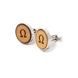 Omega Cufflinks Stainless and Wood Cufflinks