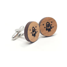 Load image into Gallery viewer, Rocket Ship Wood Cufflinks