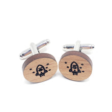 Load image into Gallery viewer, Rocket Ship Wood Cufflinks