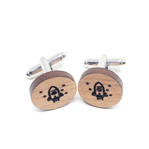 Rocket Ship Wood Cufflinks