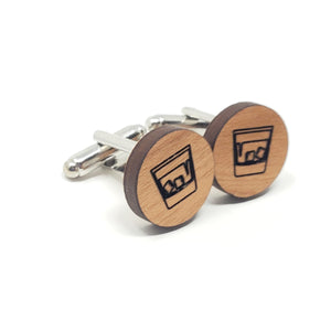 Whiskey on the Rocks Wood Cufflinks