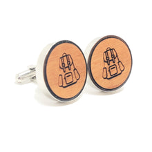 Load image into Gallery viewer, Backpack Stainless and Wood Cufflinks