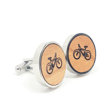 Load image into Gallery viewer, Bicycle Stainless and Wood Cufflinks