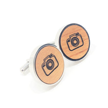 Load image into Gallery viewer, Camera Stainless and Wood Cufflinks