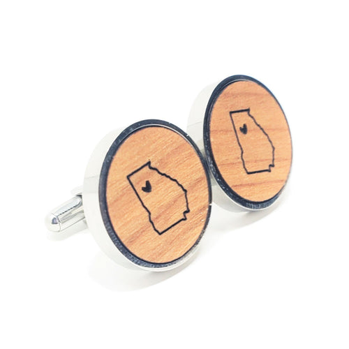 Georgia Heart Stainless and Wood Cufflinks