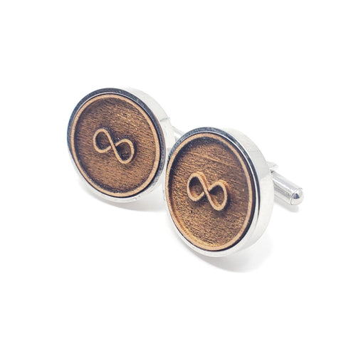 Infinity Symbol Stainless and Wood Cufflinks