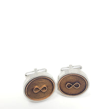 Load image into Gallery viewer, Infinity Symbol Stainless and Wood Cufflinks