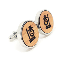 Load image into Gallery viewer, Lab Beaker Stainless and Wood Cufflinks