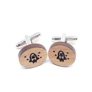 Rocket Ship Stainless and Wood Cufflinks