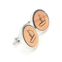 Load image into Gallery viewer, Sailboat Stainless and Wood Cufflinks