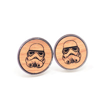 Load image into Gallery viewer, Storm Trooper Stainless and Wood Cufflinks