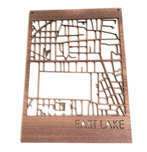 Load image into Gallery viewer, East Lake Wood Cut Map with Border - 12x19