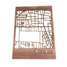 Load image into Gallery viewer, East Lake Wood Cut Map with Border - 12x19